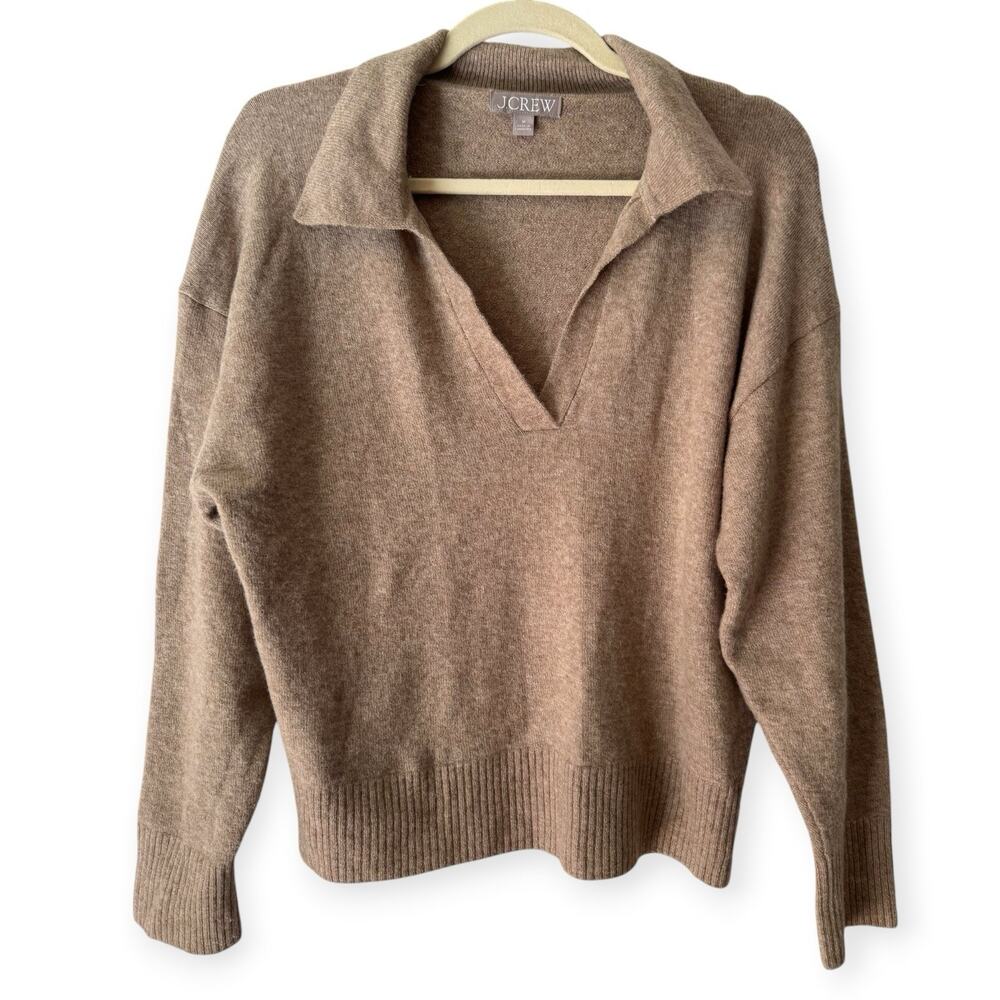 J. Crew Tan Cashmere Polo Sweater Size Medium